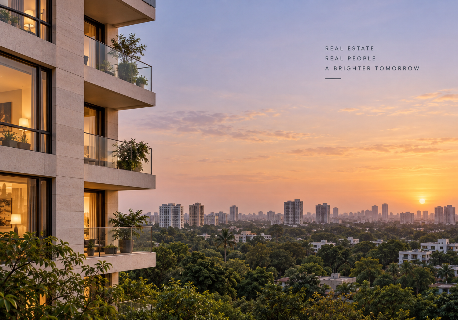 Contemporary residential architecture overlooking Bengaluru at sunset